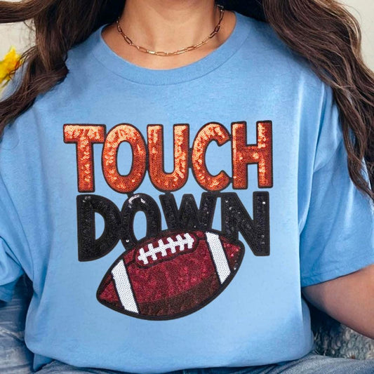 Touch Down Sequin Football Iron On Patch
