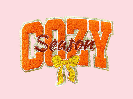 Cozy Season Bow Chenille Iron On Patch