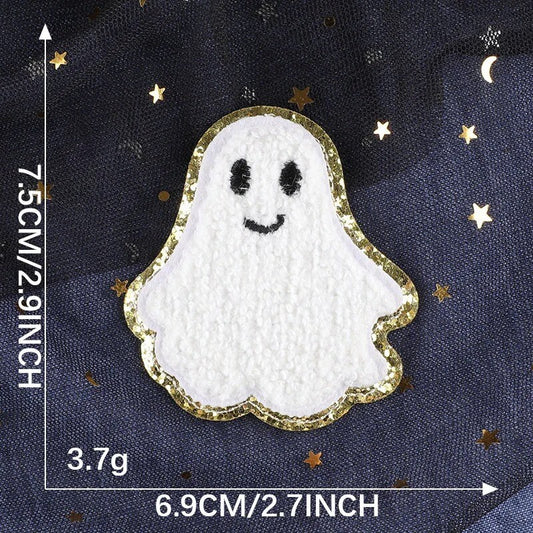 Smiley Face Ghost Chenille Patch
