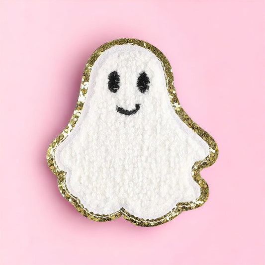 Smiley Face Ghost Chenille Patch