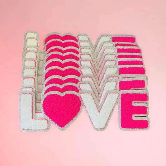 Love Valentine's Day Chenille Glitter Patch