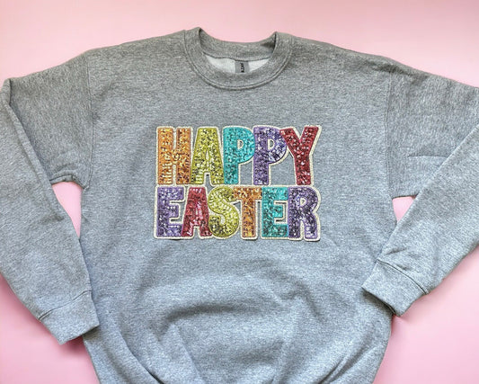 Happy Easter Sequin Iron On Patch