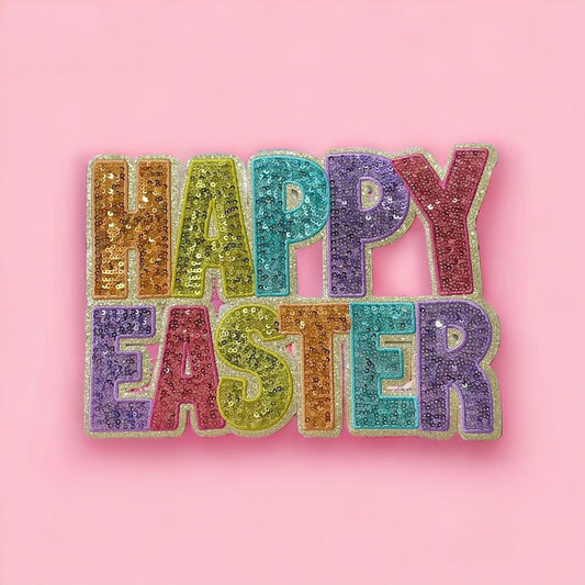 Happy Easter Sequin Iron On Patch