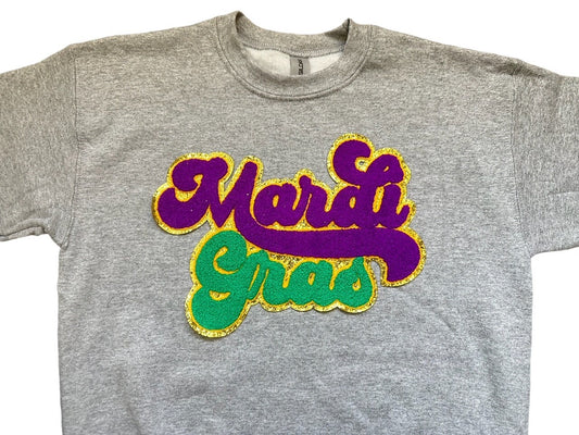 Mardi Gras Cursive Chenille Patch