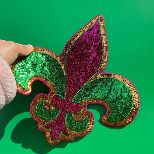 Sequin Fleur De Lis Mardi Gras Patch